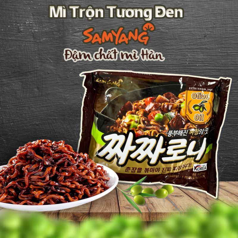 Mì trộn tương đen Samyang với dầu Olive
