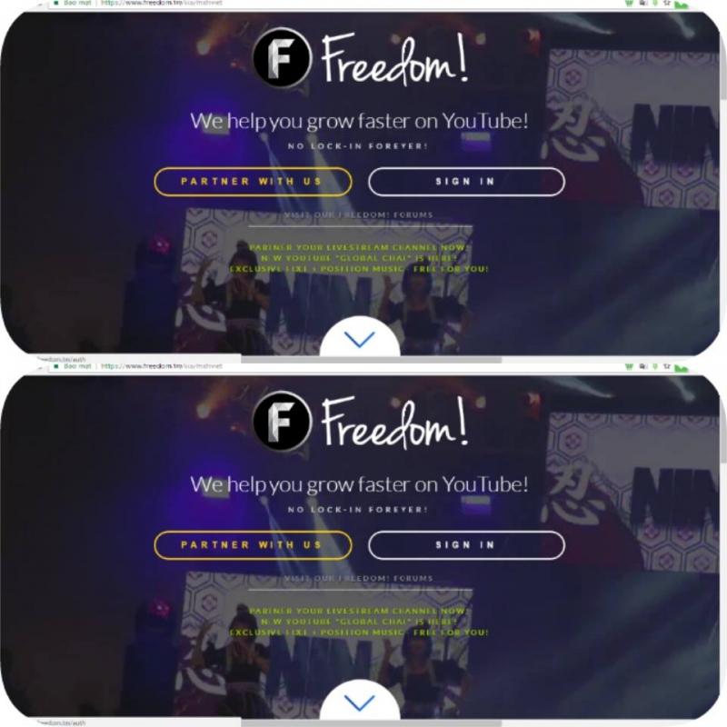 Giao diện đăng ký của Network Freedom