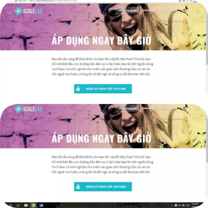 Giao diện đăng ký cho Network Scalelab