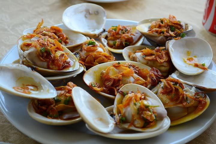Ngao biển nướng mỡ hành