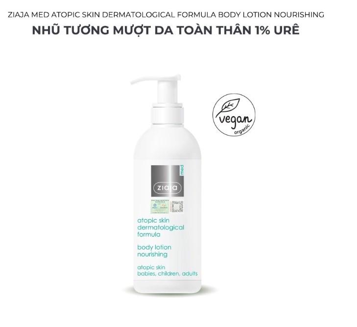 Nhũ tương dưỡng ẩm toàn thân Ziaja Med Atopic Skin Dermatological Formula Body Lotion Nourishing