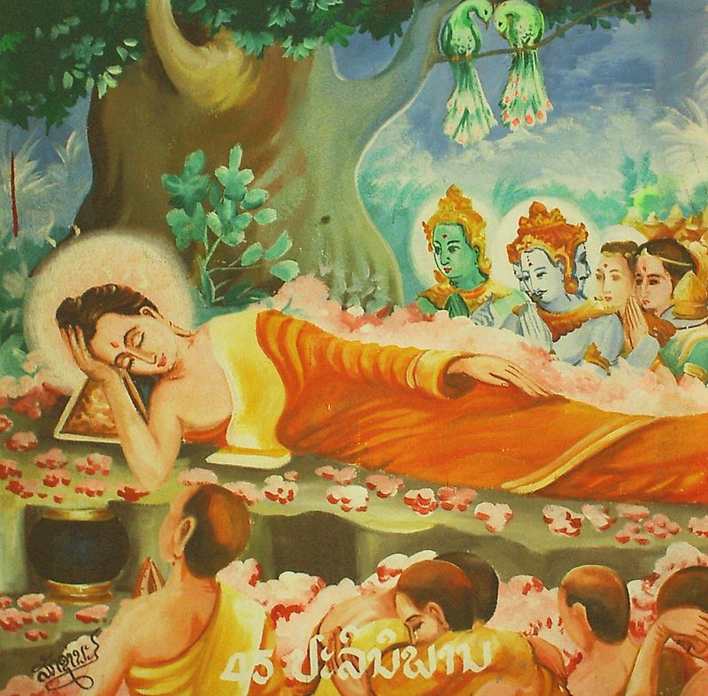 Ngài say mê thiền định và cuối cùng đã nhập Niết bàn. Vào lúc đó, có một trận động đất, 