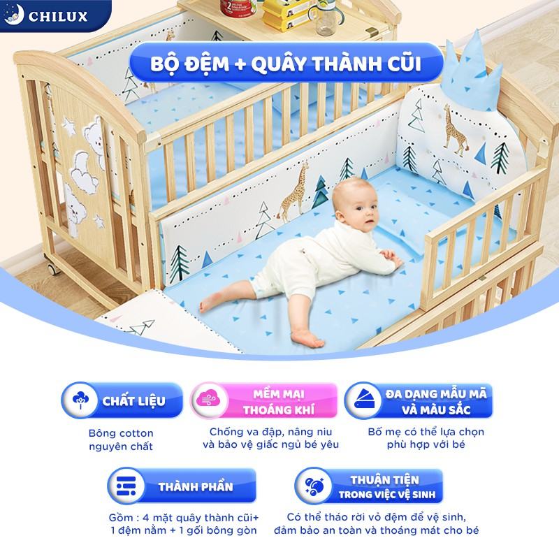 Nôi cũi cho em bé Chilux Peace Natural-Đa năng 6 chế độ tiện lợi cho mẹ&bé
