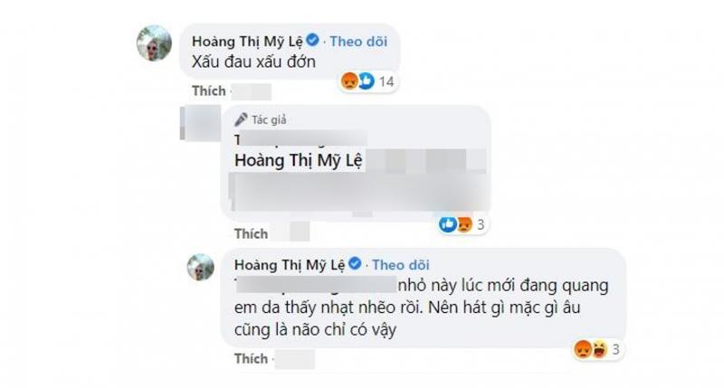 Mỹ Lệ công khai chê bai và chỉ trích Đỗ Thị Hà. Nhiều cư dân mạng cho rằng bình luận này của nữ ca sĩ quá nặng nề (Ảnh: chụp màn hình)