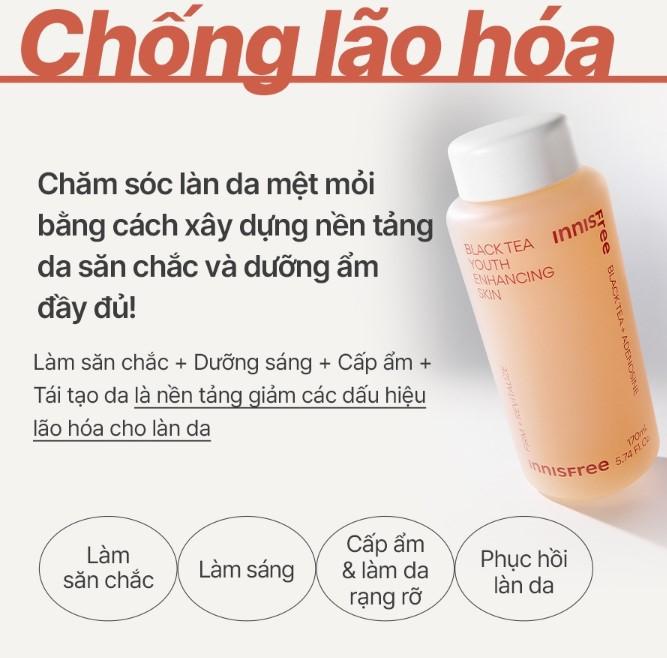 Nước cân bằng ngăn ngừa lão hóa từ trà đen Innisfree Black Tea Enhancing Skin