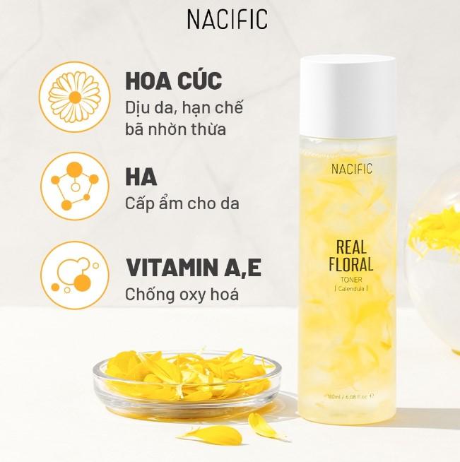 Nước hoa hồng dưỡng ẩm ngăn ngừa lão hóa Nacific Real Floral Toner Calendula