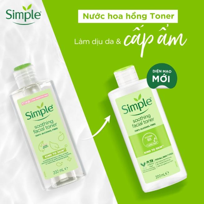 Nước hoa hồng Simple Toner làm dịu và cân bằng độ ẩm cho da