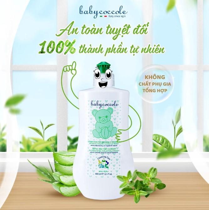Nước rửa bình sữa Babycoccole chiết xuất cỏ xạ hương và lô hội
