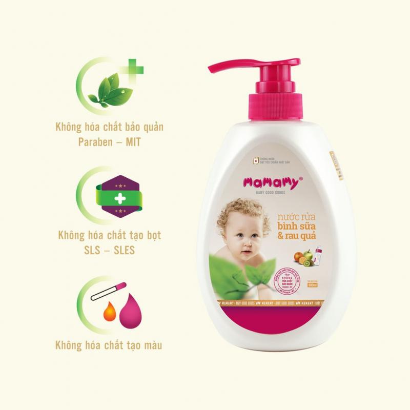 Nước rửa, cọ bình sữa và nước rửa rau củ Mamamy