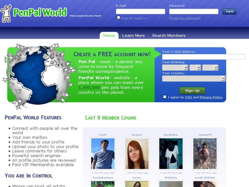 Giao diện của Penpalworld.com
