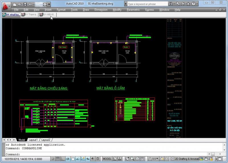 Giao diện phần mềm AutoCad