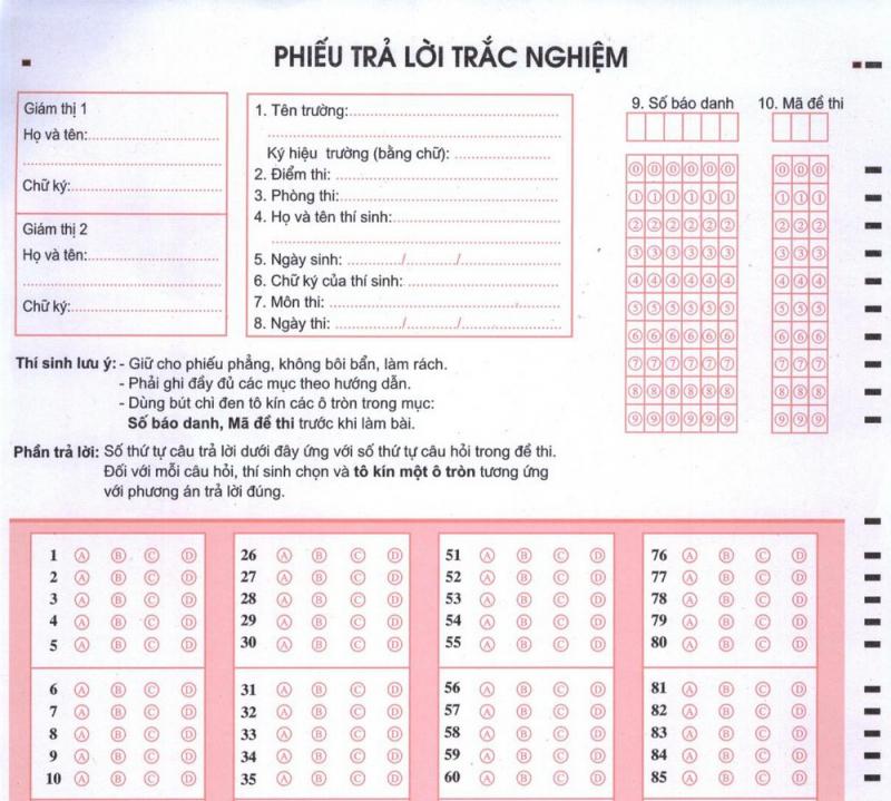 Phần thi trắc nghiệm kiến thức chuyên ngành