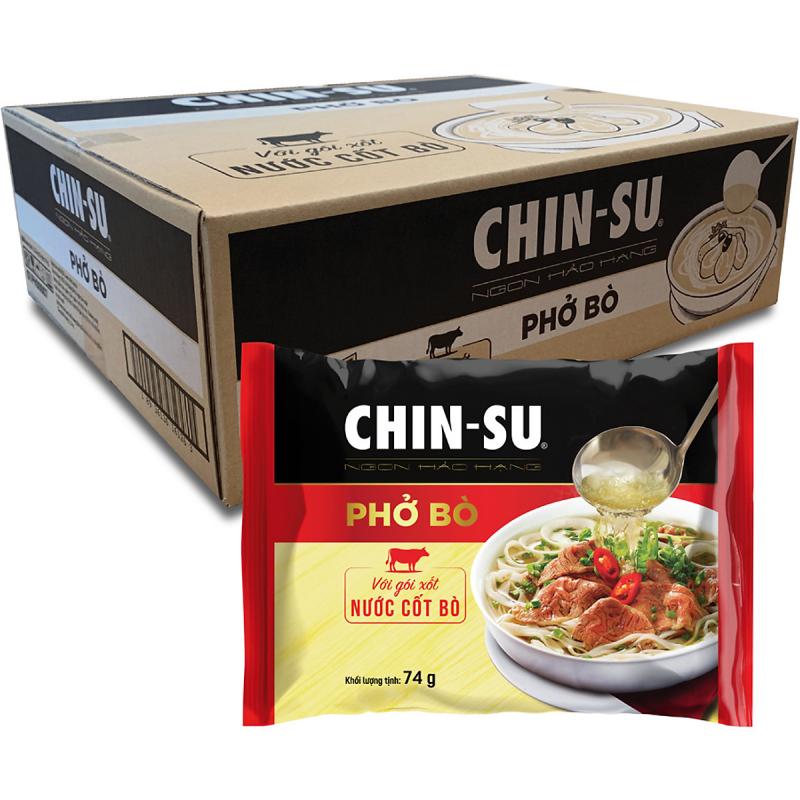 Phở bò Chinsu với sợi phở dai ngon, từng miếng nạm bò còn nguyên miếng, được ninh mềm thấm vị, ngậy thơm hấp dẫn để thưởng thức cùng nước dùng ngot thanh như nước hầm xương ngoài tiệm