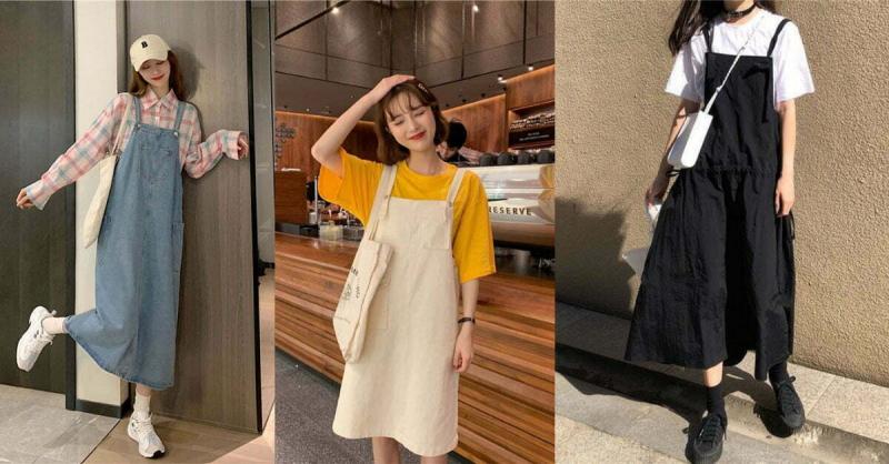 Phối áo phông cùng váy yếm