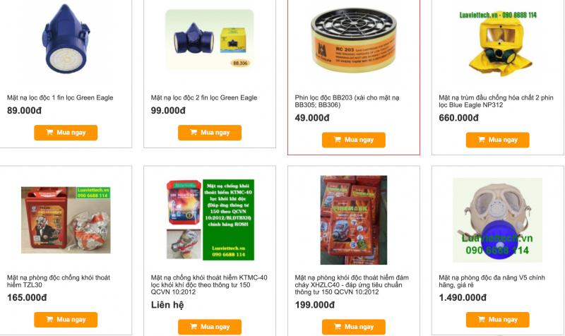 Một số mặt nạ phòng độc tại Lửa Việt