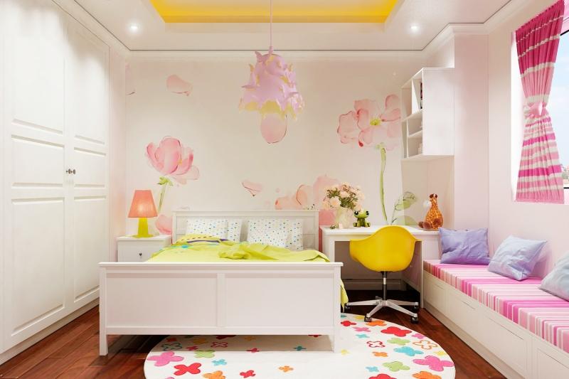 Phòng ngủ với gam màu tươi sáng