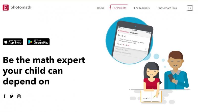 Giao diện website của PhotoMath