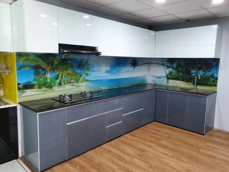 Tủ bếp nhôm kính