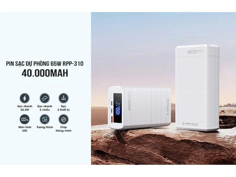 Pin dự phòng sạc siêu nhanh Remax RPP-310 Dinba Series 40000mAh