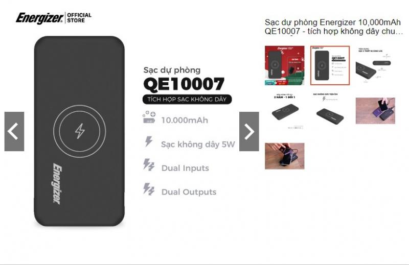 Pin sạc dự phòng không dây Energizer  QE10007