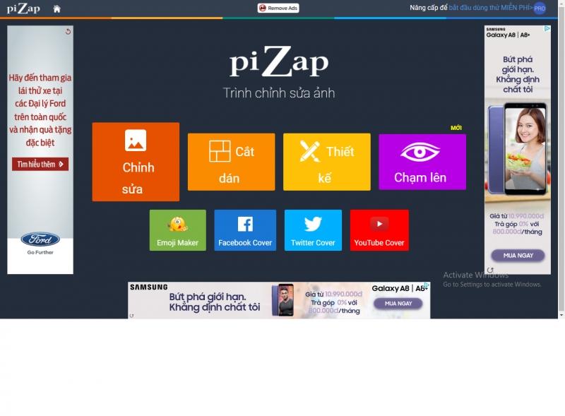 Giao diện piZap