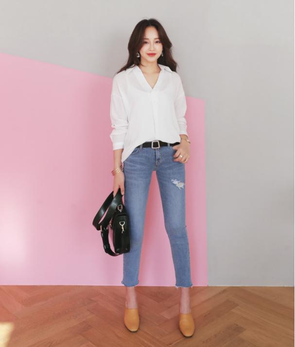 Quần Jean kết hợp với Áo sơ mi
