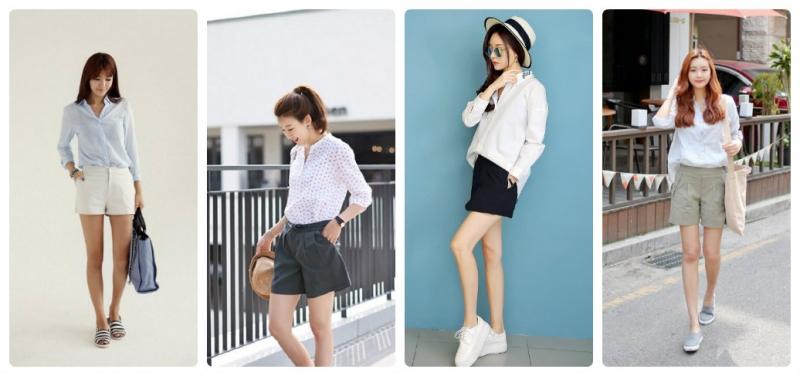 Quần shorts kết hợp áo sơ mi