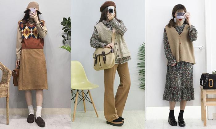 Quần ống suông màu sắc pastel kết hợp với áo sơ mi và gile