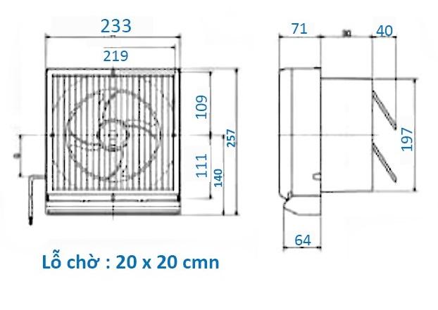 Thông số quạt thông gió ốp tường Mitsubishi EX-15SK-5-E