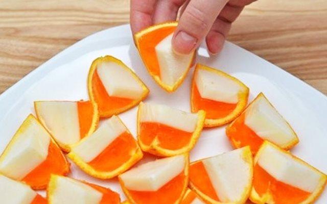 Rau câu cam dẻo 2 tầng