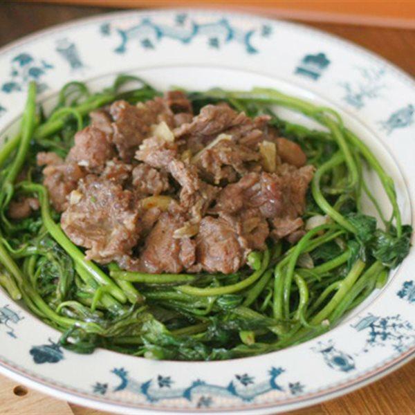 Rau lang xào thịt bò