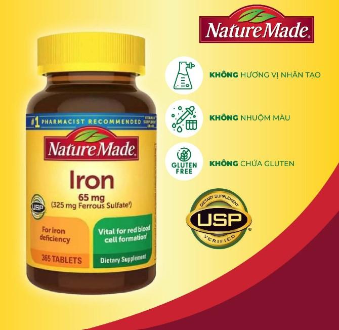 Sắt hữu cơ Nature Made Iron 65mg