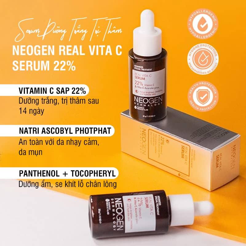 Siêu tinh chất mờ thâm, dưỡng trắng Vitamin C SAP Neogen Dermalogy Real Vita C Serum