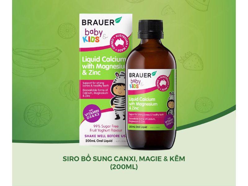 Siro bổ sung canxi và kẽm Brauer Calcium with Magnesium & ZinC