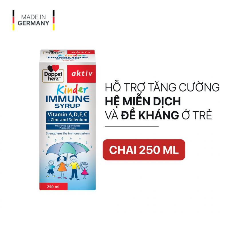 Siro tăng sức đề kháng phòng ngừa ốm vặt cho bé Doppelherz Aktiv Kinder Immune Syrup