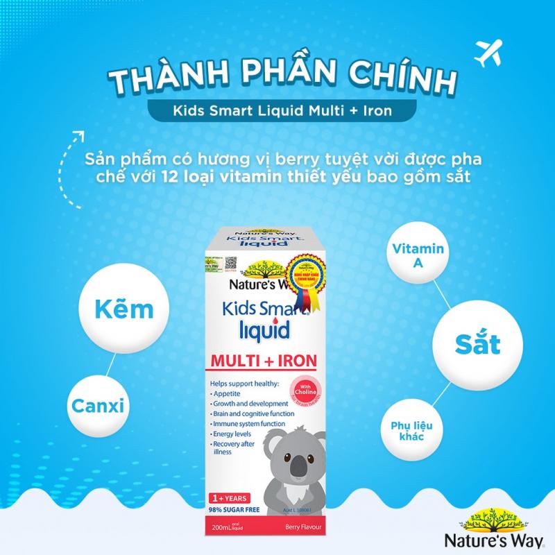 Siro uống Nature's Way Kids Smart Liquid Multi + Iron hỗ trợ nâng cao sức đề kháng cho trẻ
