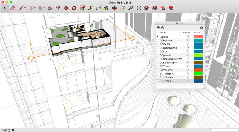 Một màn hình thiết kế của Sketchup