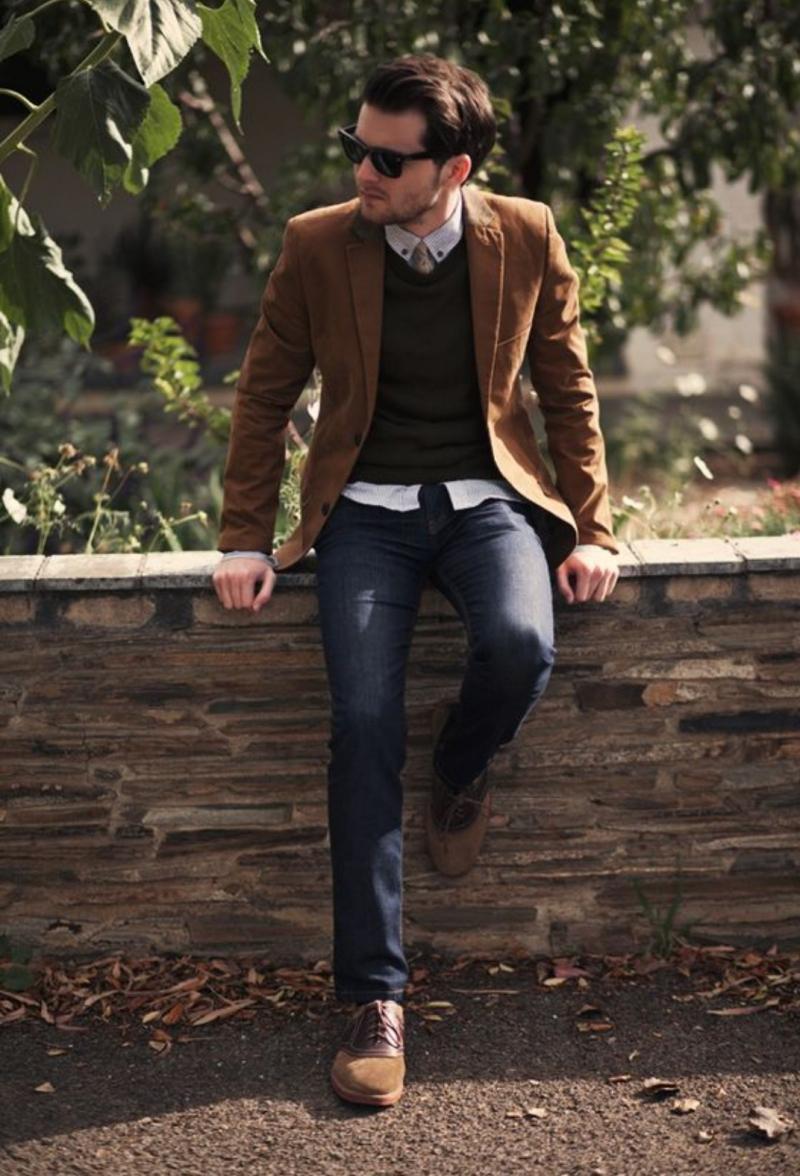 Sơ mi + áo len  + áo Vest + quần jean