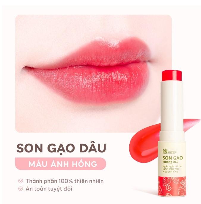 Son dưỡng môi có màu gạo hương dâu mềm môi chống khô nẻ Cỏ Mềm