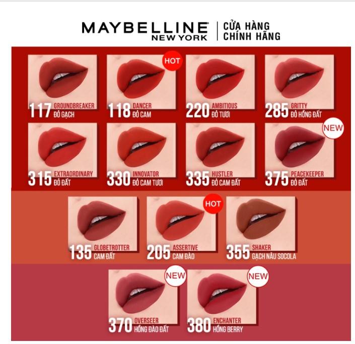 Son kem lì Maybelline New York Super Stay Matte Ink City Edition Lipstick #375 Peacekeeper (đỏ đất)