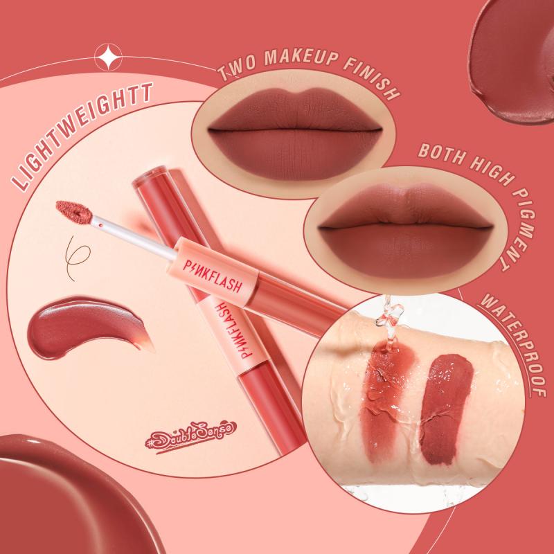 Son kem tint lì hai đầu Pinkflash sắc tố cao lâu trôi 2 trong 1