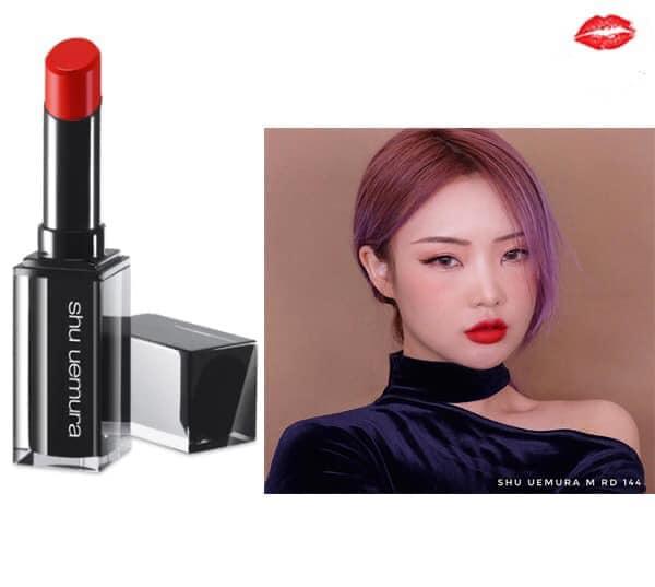 Son Shu Amplified RD 144 Màu Đỏ Tươi Ánh Cam Dòng Vỏ Đen