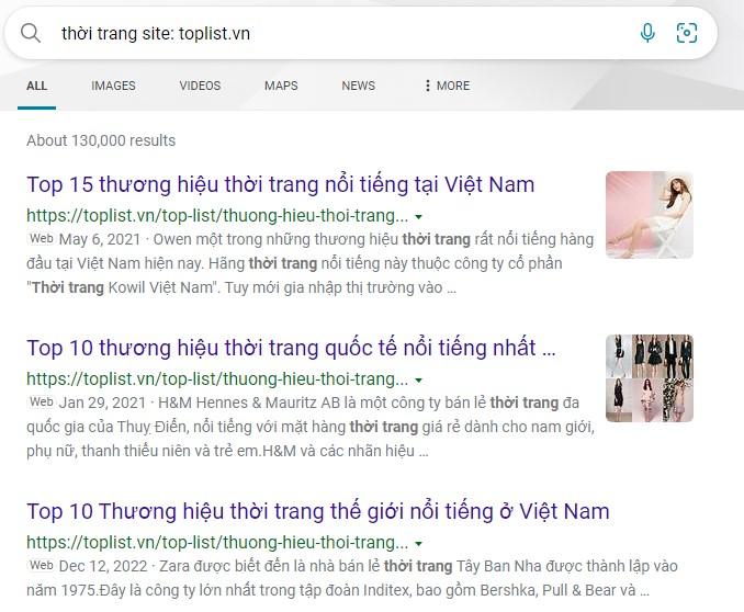 Sử dụng site: để tìm chính xác trang web bạn cần