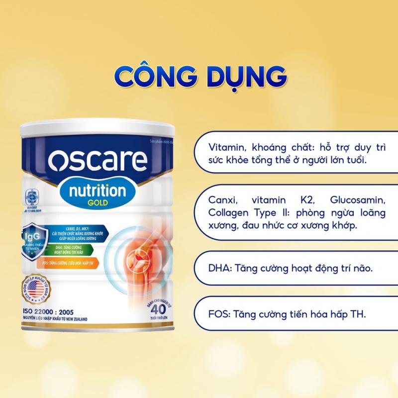 Sữa bột cho người lớn giúp bổ sung dinh dưỡng thiết yếu, phòng ngừa loãng xương Oscare Nutrition Gold