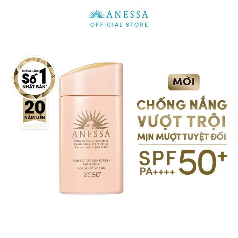 Sữa chống nắng Anessa Perfect UV Sunscreen Mild Milk cho da nhạy cảm UV SPF50+/PA++++