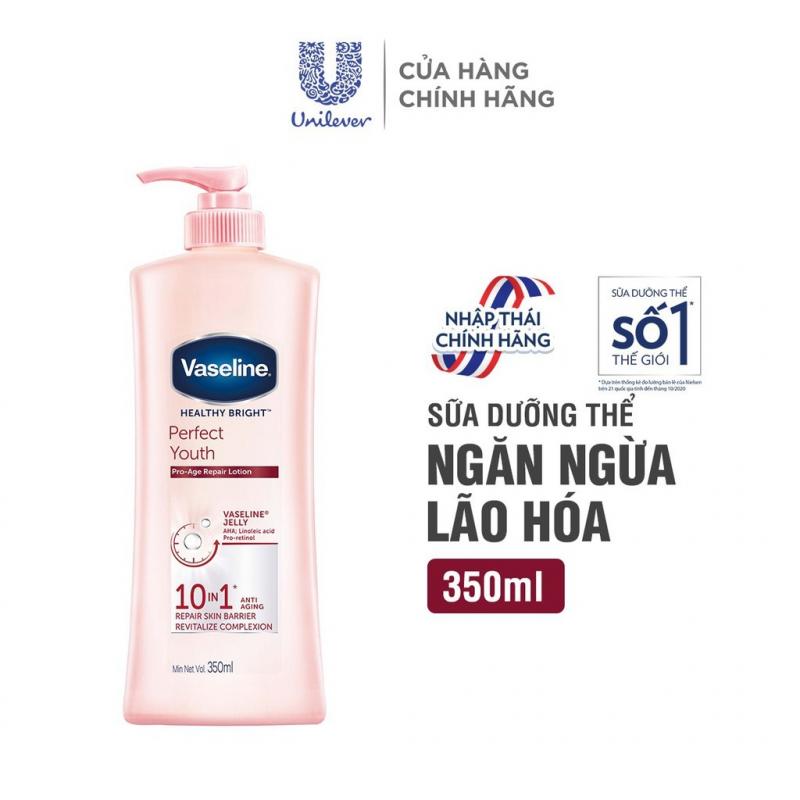 Sữa dưỡng thể Vaseline trắng da Perfect Youth 10 in 1