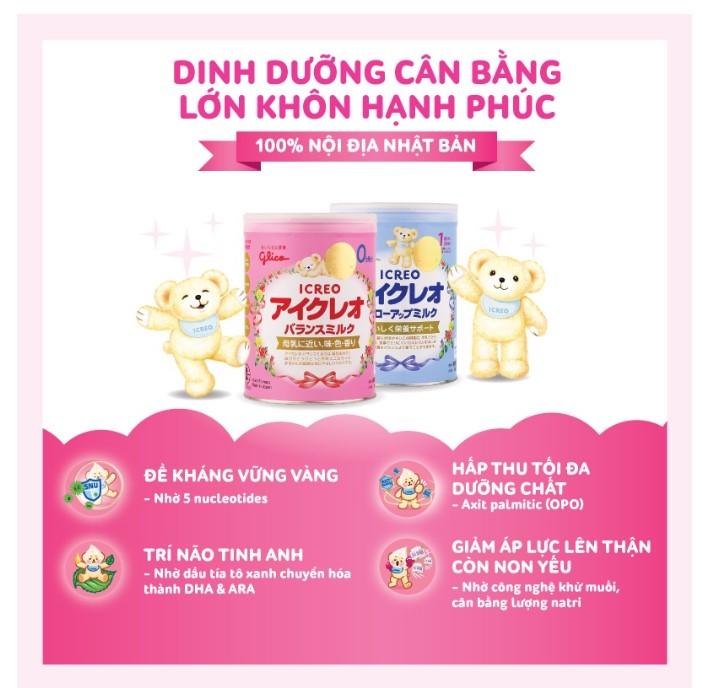 Sữa Glico Icreo được nhập khẩu nguyên lon từ Nhật Bản