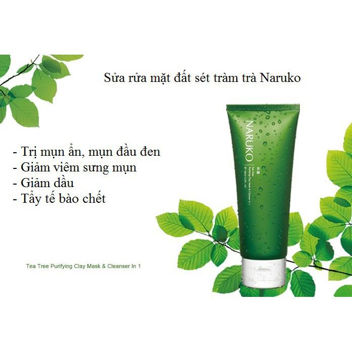 Sữa rửa mặt dạng bùn Naruko trà tràm Tea Tree Purifying Clay Mask and Cleanser 120 gr