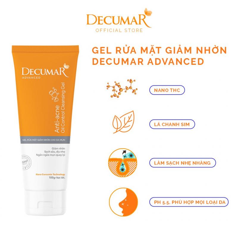 Sữa rửa mặt dạng Gel Decumar Advanced 100gr kiểm soát nhờn mụn hoàn toàn mới