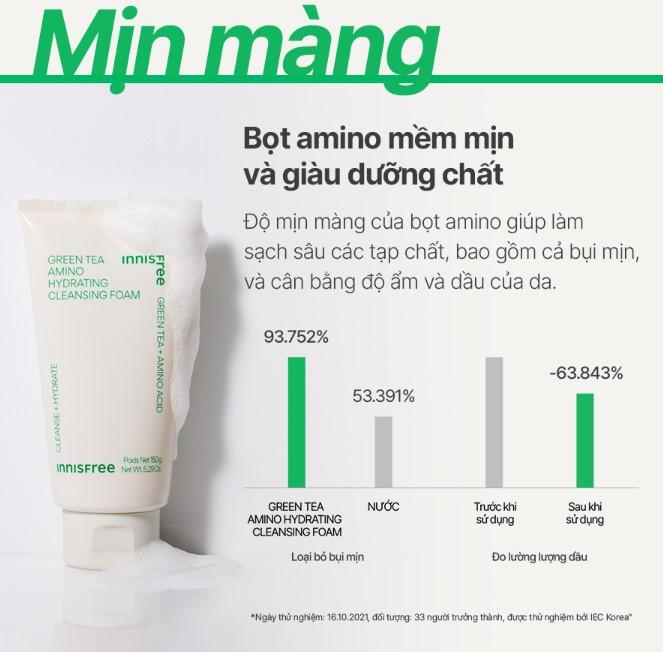 Sữa rửa mặt Innisfree Green Tea Amino Cleansing Foam